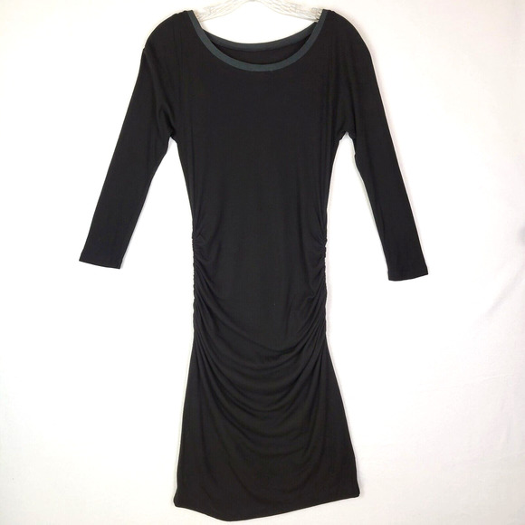 James Perse Dresses & Skirts - James Perse Womens Knee Length Ruched Jersey Dress Size 2 Black Minimalist
